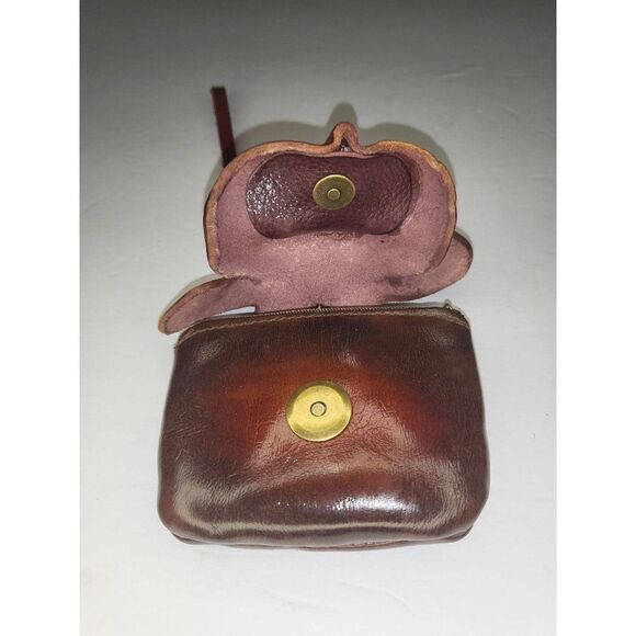 Red Pig Wristlet Leather Small Full Zip Clasp Vintage Boho - Picture 3 of 4